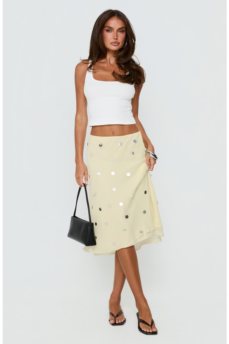 Kessiah Sequin Midi Skirt, Alternate, color, YELLOW