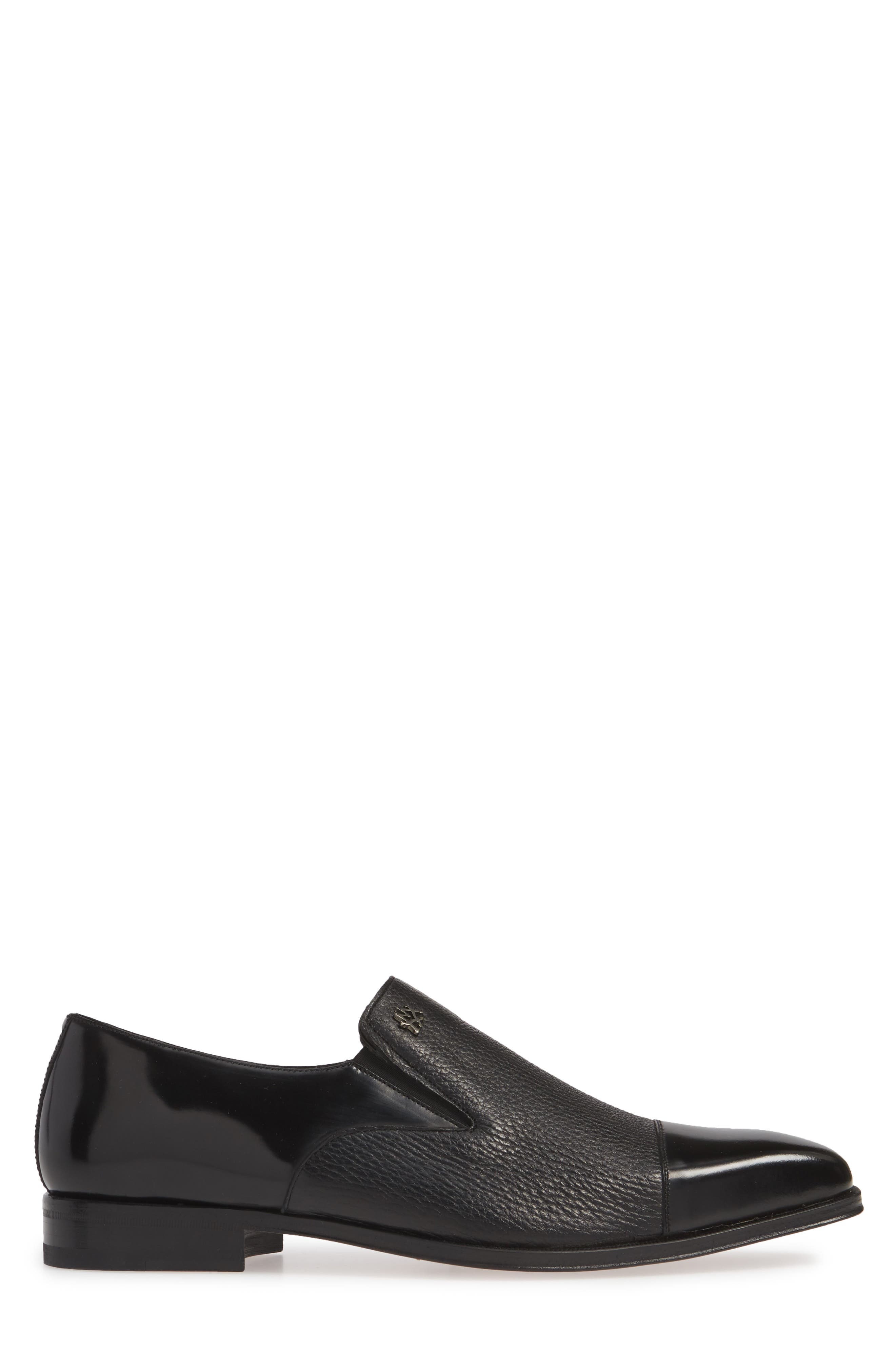 Mezlan Milani Cap Toe Slip-On, Alternate, color, Black Leather/ Deerskin
