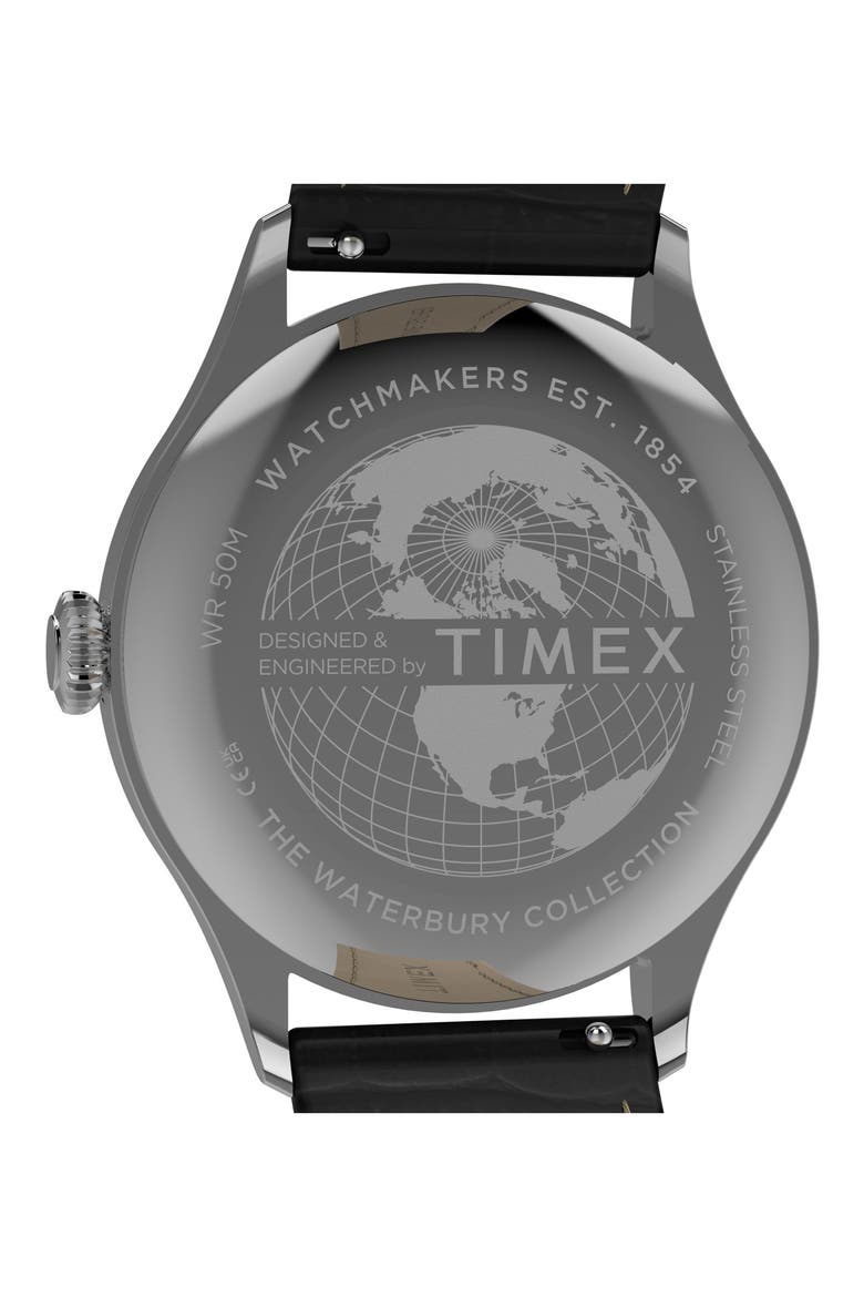Waterbury Classic Leather Strap Watch, Alternate, color, BLACK