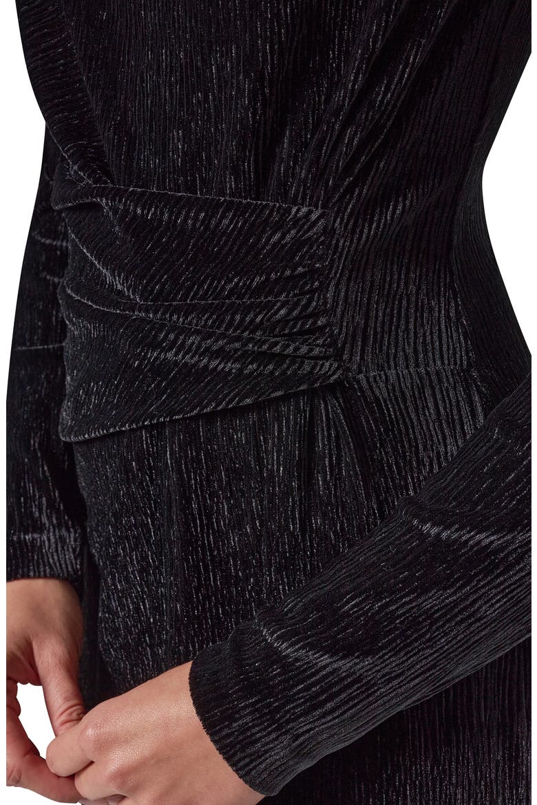 Crinkled Velvet Cowl Neck Long Sleeve Midi Dress, Alternate, color, BLACK