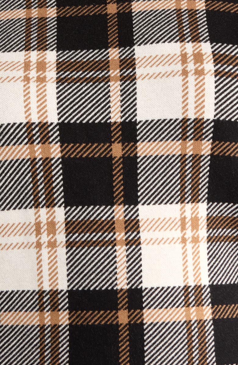 Jones New York Birdseye Plaid Mock Neck Knit Top, Alternate, color, Caramel/ Jones Black