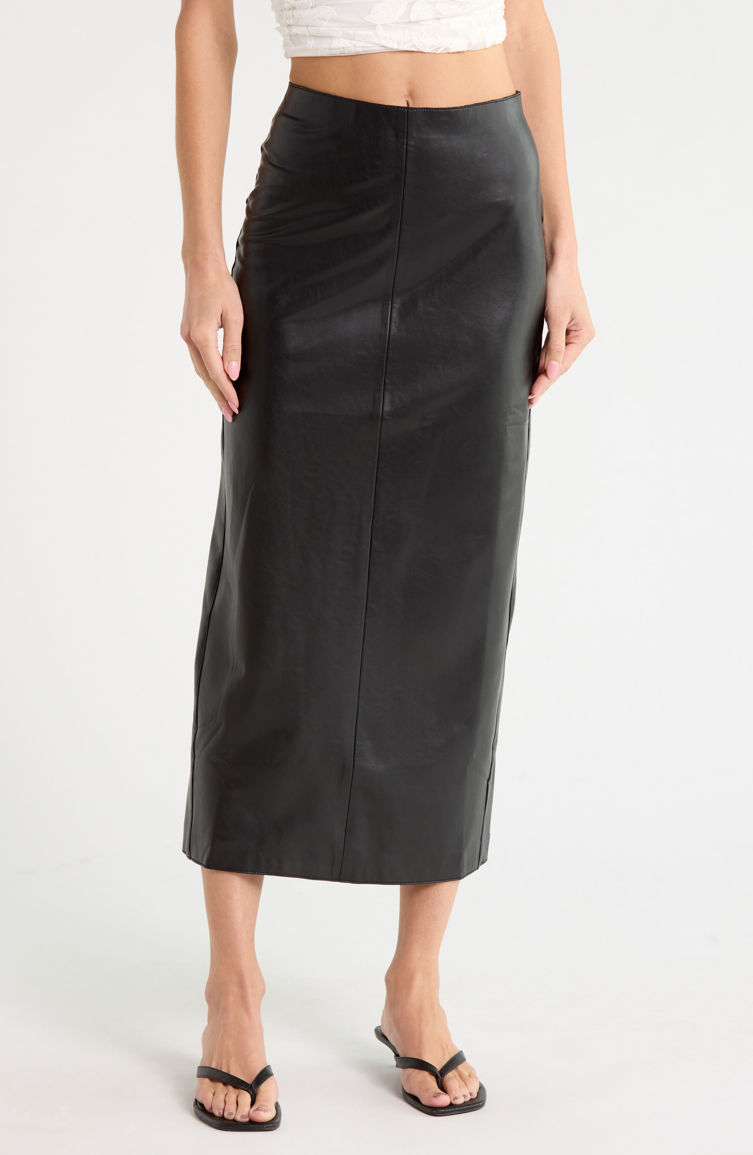 Daphne Faux Leather Midi Skirt
