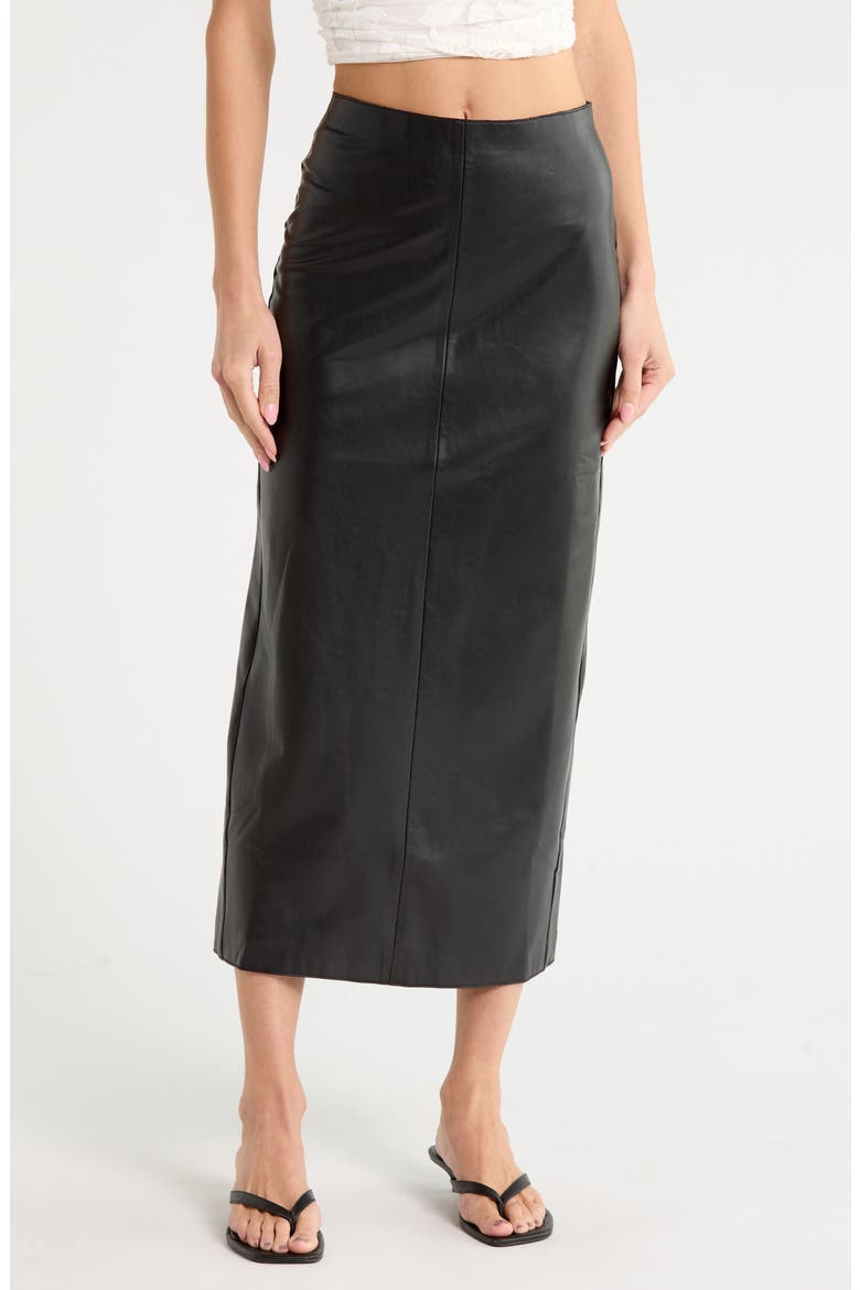 Daphne Faux Leather Midi Skirt, Main, color, BLACK