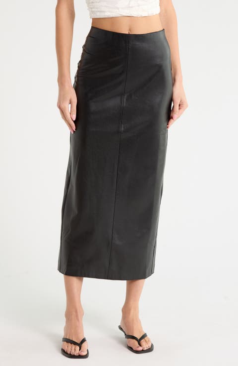 Daphne Faux Leather Midi Skirt