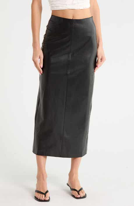 Daphne Faux Leather Midi Skirt