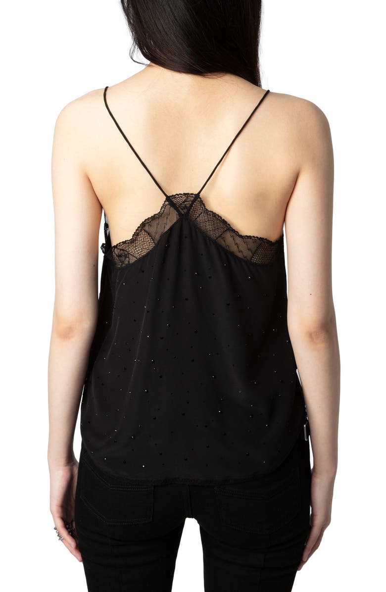 Zadig & Voltaire Christy Beaded Silk Camisole, Alternate, color, Noir