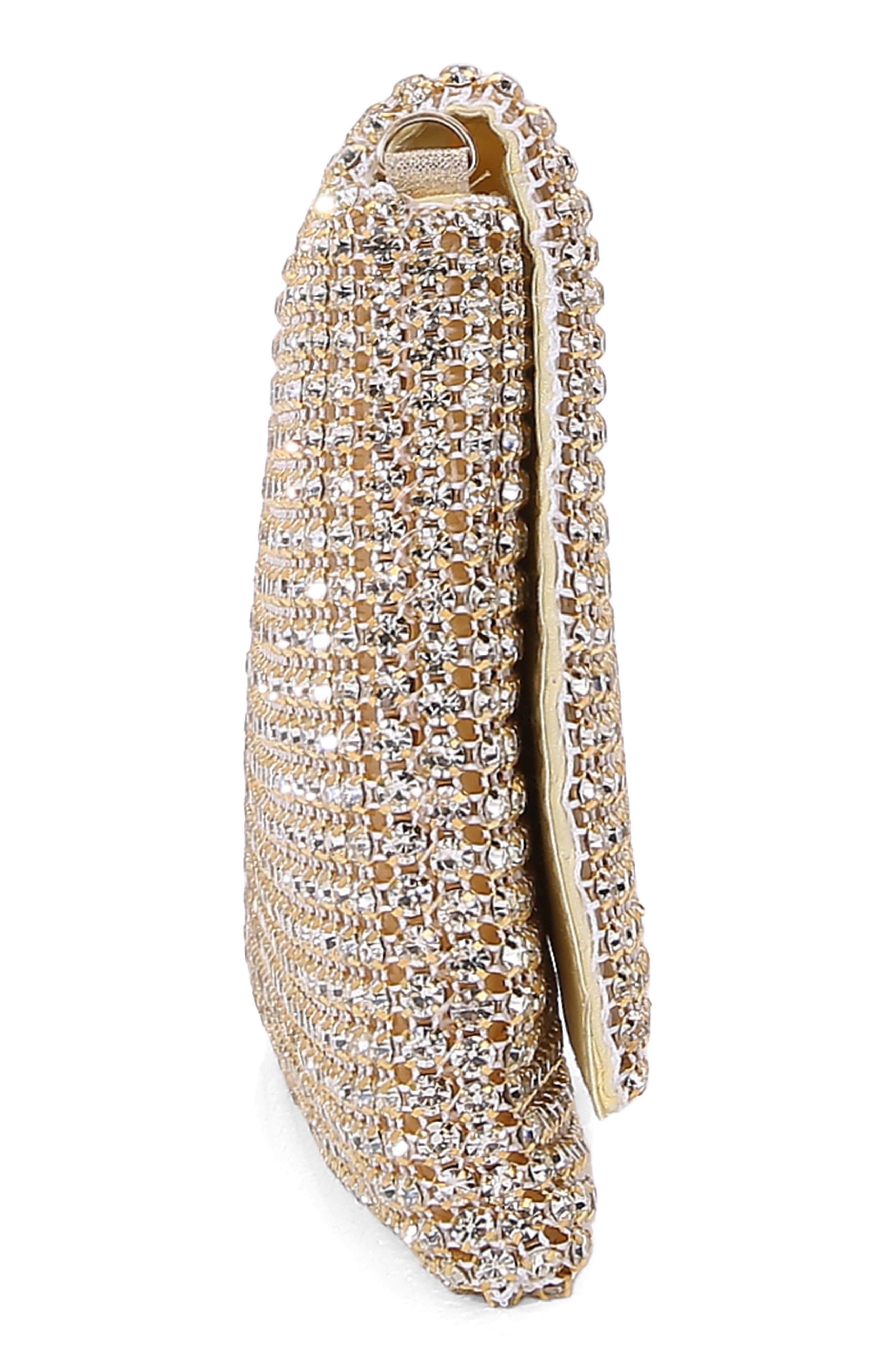 Large Rhinestone Embellished Clutch, Alternate, color, GOLD