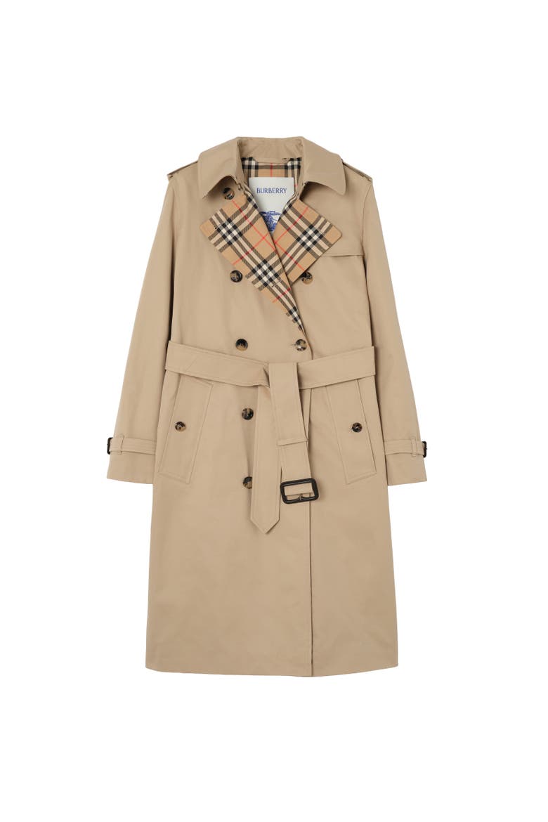 Long Gabardine Lakefield Trench Coat, Alternate, color, Honey beige
