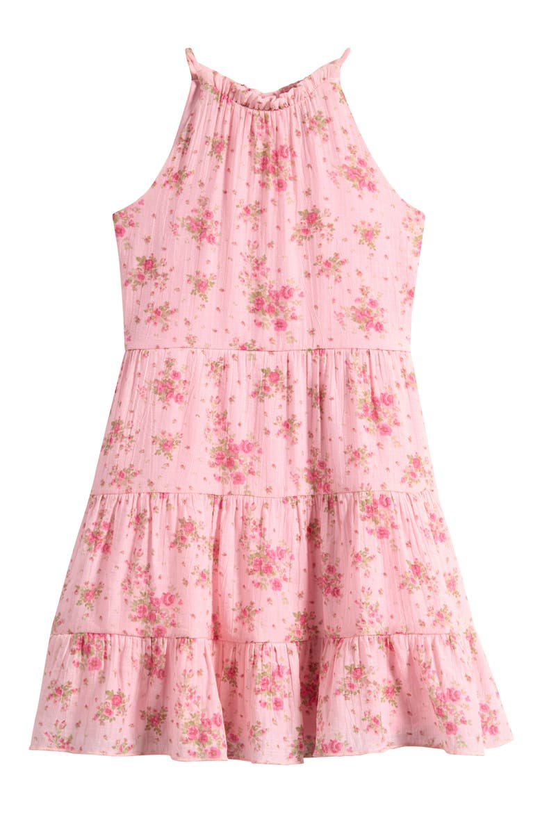Kids' Print Tiered Dress, Main, color, ROSE