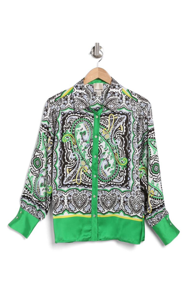 INDUSTRY REPUBLIC CLOTHING Paisley Colorblock Long Sleeve Button-Up Blouse, Alternate, color, 