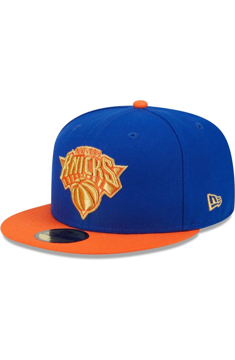 New Era Men's New Era Blue/Orange New York Knicks Gameday Gold Pop Stars 59FIFTY Fitted Hat, Alternate, color, Blue