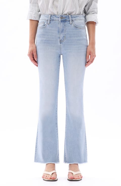 Frayed High Waist Ankle Bootcut Jeans