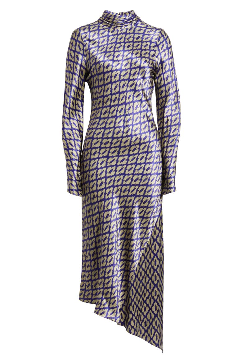Neena Ikat Print Long Sleeve Asymmetric Cocktail Dress with Dupatta, Alternate, color, IKAT INDIGO