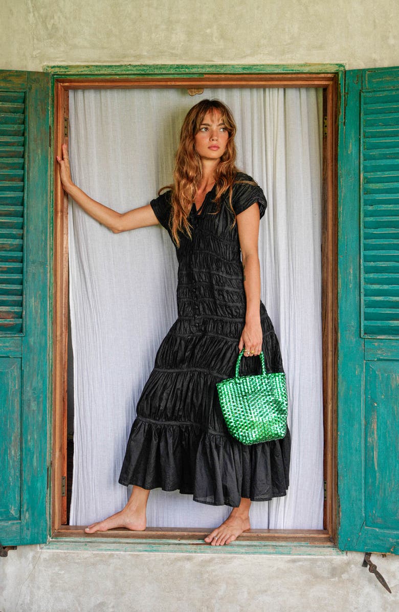 BRUNNA.CO The Srikandi Ruffle Maxi Dress, Alternate, color, Black