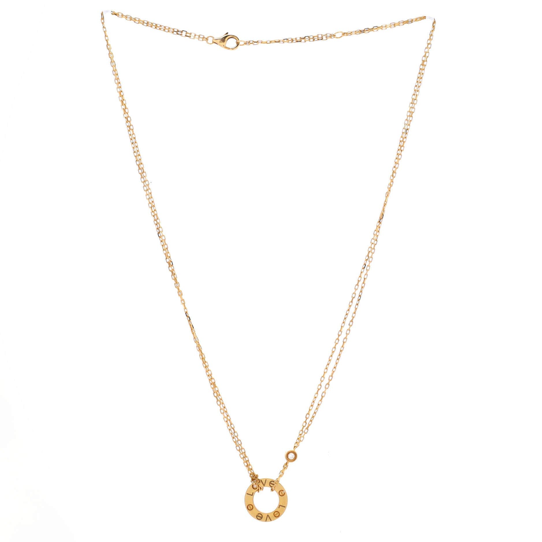 2 Diamonds Love Pendant Necklace 18K Yellow Gold and Diamonds, Alternate, color, Metallic Gold