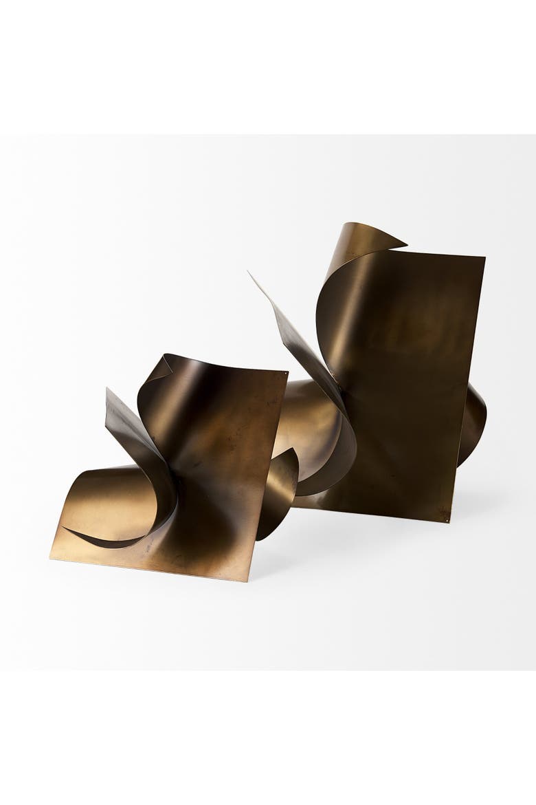 Francesca Metal Sculptural Decorative Object, Alternate, color, Metallic Gold