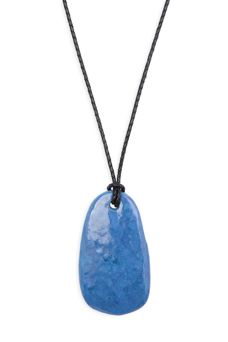 Blue Ceramic Pendant Necklace, Main, color, BLUE
