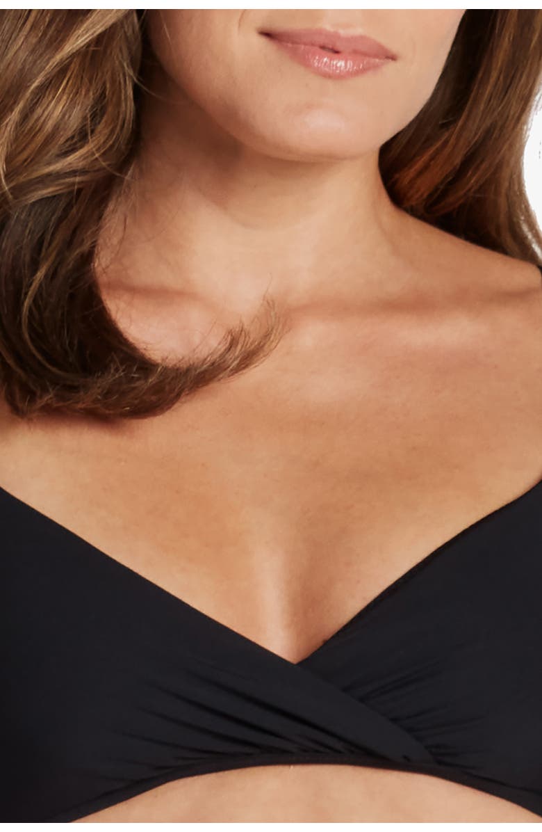 HELEN JON Shirred Crossover Bra, Alternate, color, Black