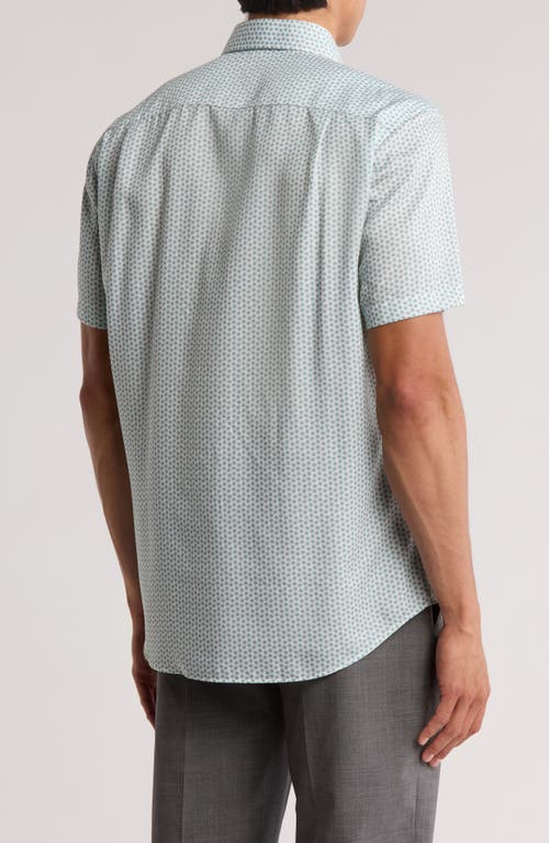 David Donahue Floral Print Short Sleeve Sport Shirt In Blue