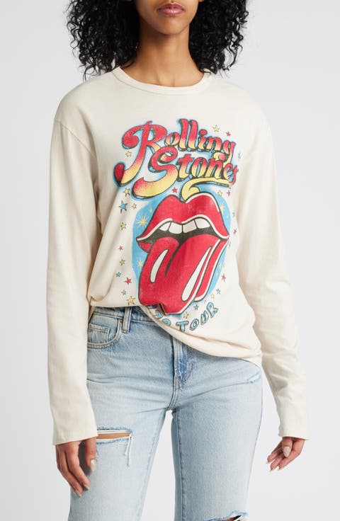 Rolling Stones 1972 Tour Long Sleeve Cotton Graphic T-Shirt