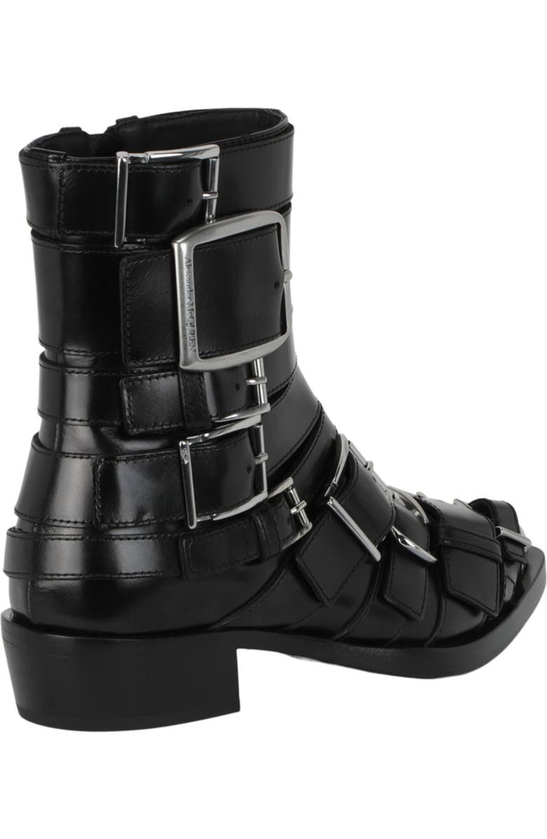 McQueen Strappy Punk Ankle Bootie, Alternate, color, Black Silver