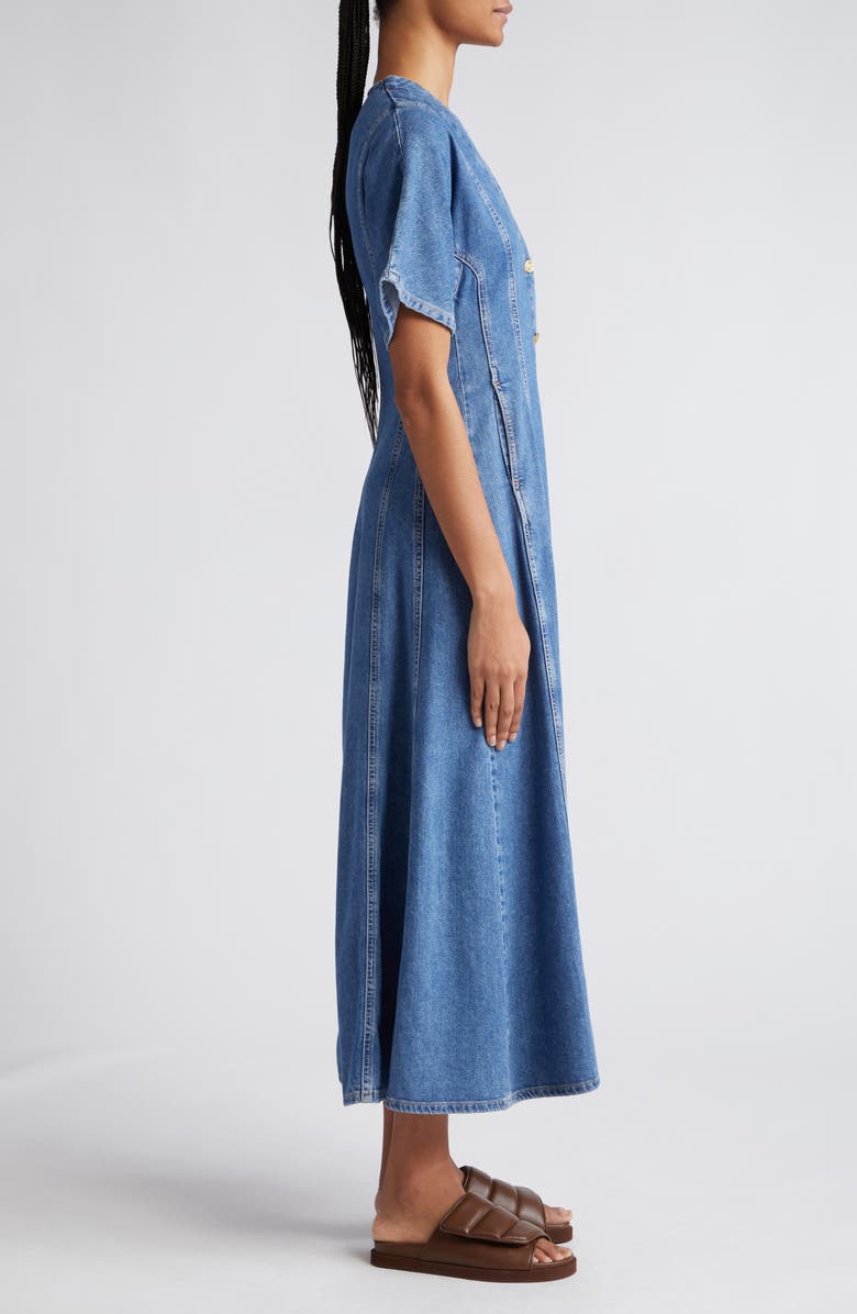 Ganni Future Button Front Organic Cotton Blend Denim Maxi Dress, Alternate, color,