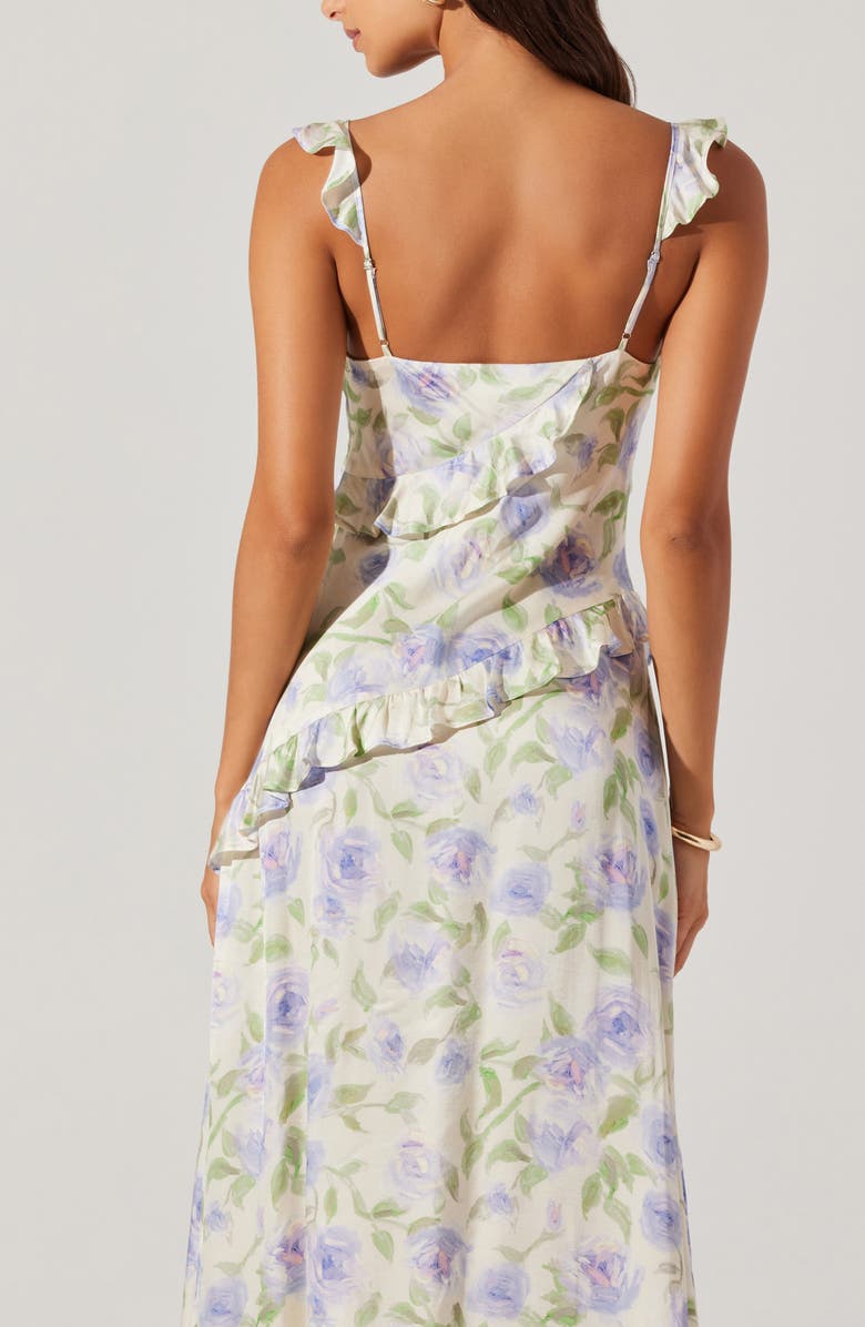 ASTR the Label Rosalina Floral Side Slit Dress, Alternate, color, Cream Lavender Floral