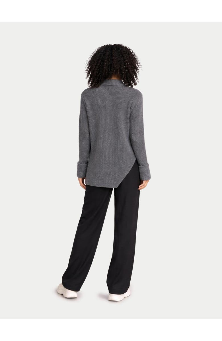 Gobi Cashmere Cashmere Sweater with Detachable Collar, Alternate, color, Steel Gray