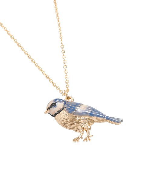 Enamel Blue Tit Short Necklace