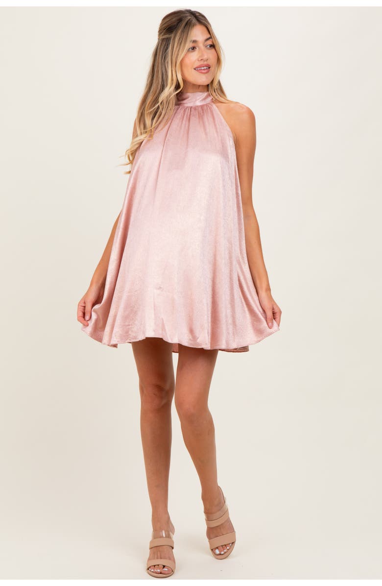 PinkBlush Textured Satin Bow Tie Mini Dress, Main, color, 