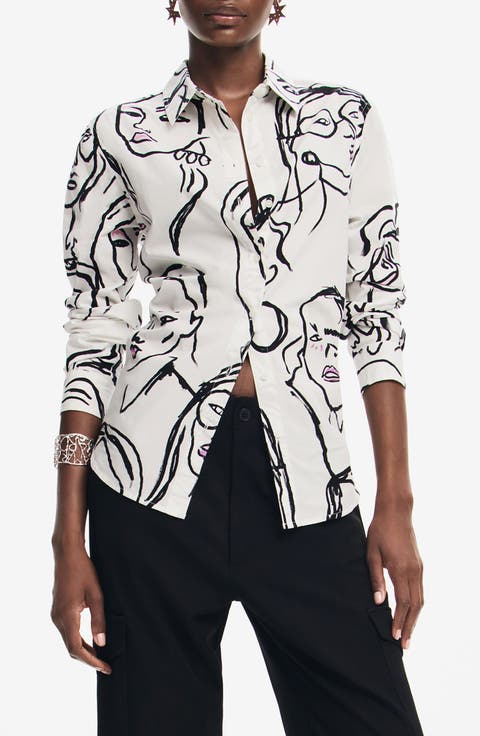 Faces Long Sleeve Button-Up Shirt