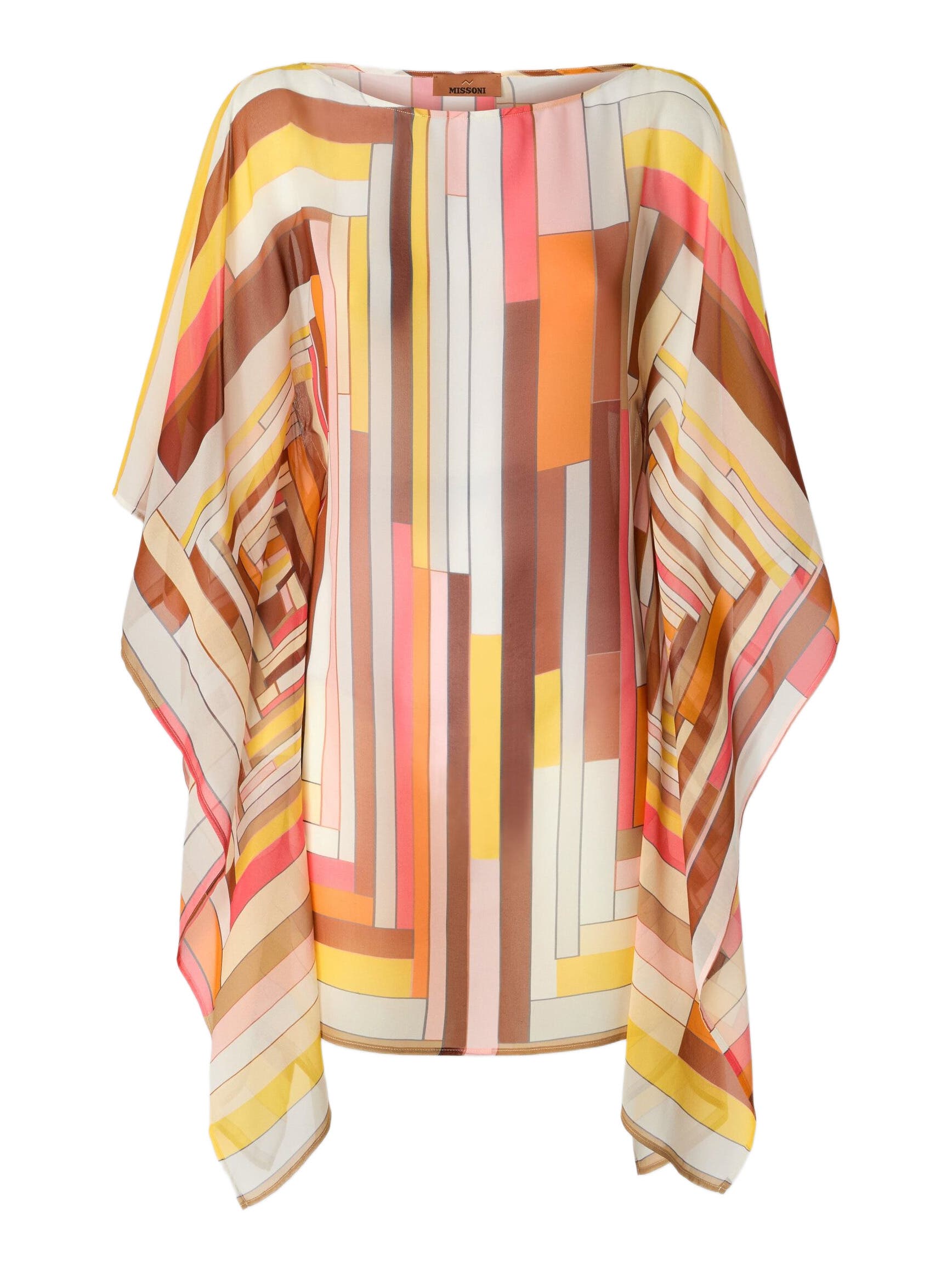 Short Printed Silk Kaftan With Wide Sleeves - image 2