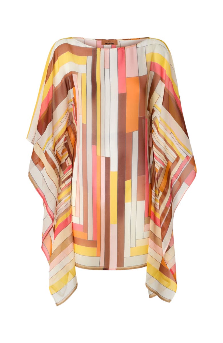 Missoni Short Printed Silk Kaftan With Wide Sleeves, Alternate, color, Multicoloured