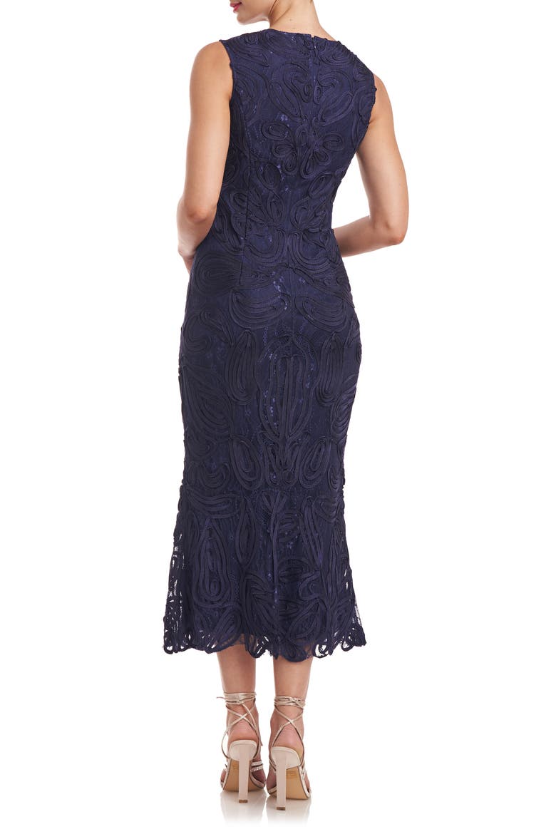 Meli Soutache Cocktail Midi Dress, Alternate, color, NAVY