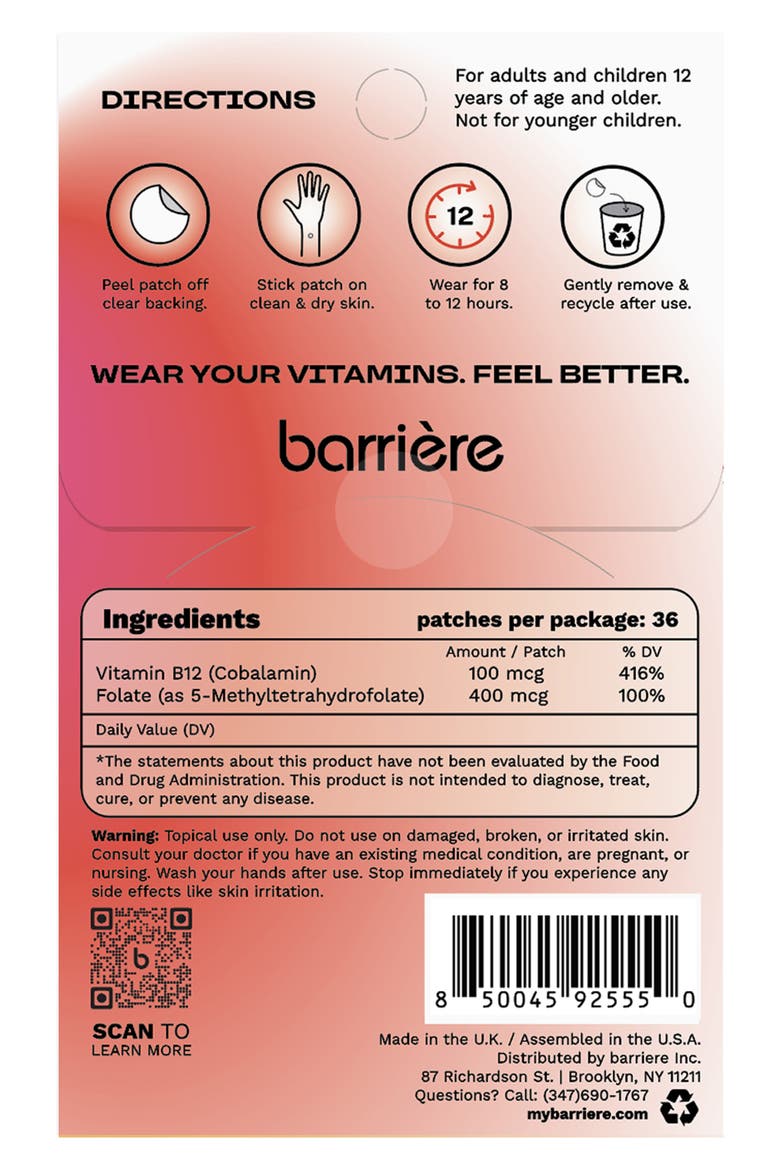 Energy Boost Vitamin B12 Patches, Alternate, color, MULTI