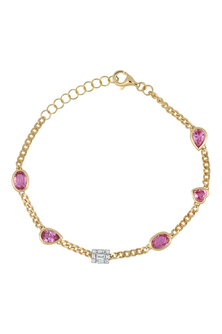 El Mar Diamond & Pink Sapphire Bracelet, Main, color, 18K YELLOW GOLD