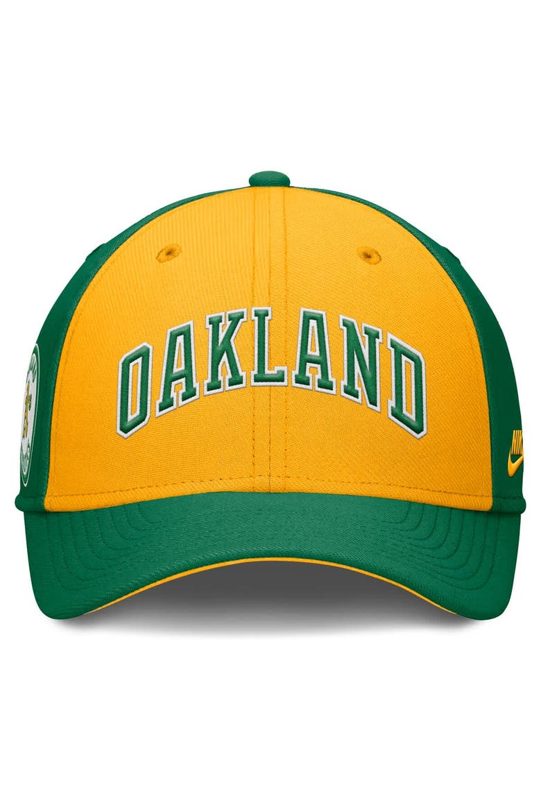 Men's Nike Green/Gold Oakland Athletics Rise Swoosh Performance Flex Hat, Alternate, color, Green