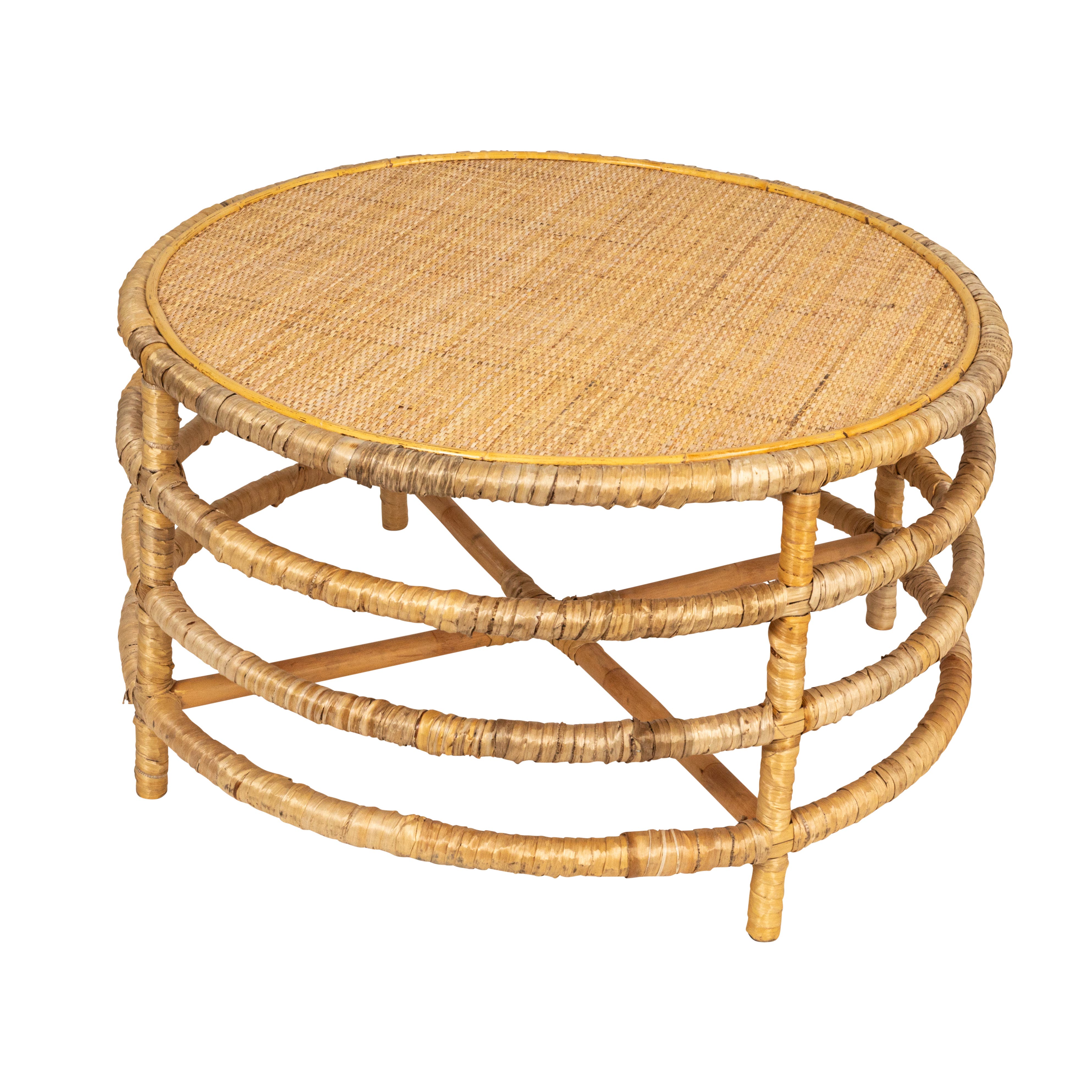 Storied Home Rattan and Banana Leaf Round Coffee Table, Natural | Nordstrom