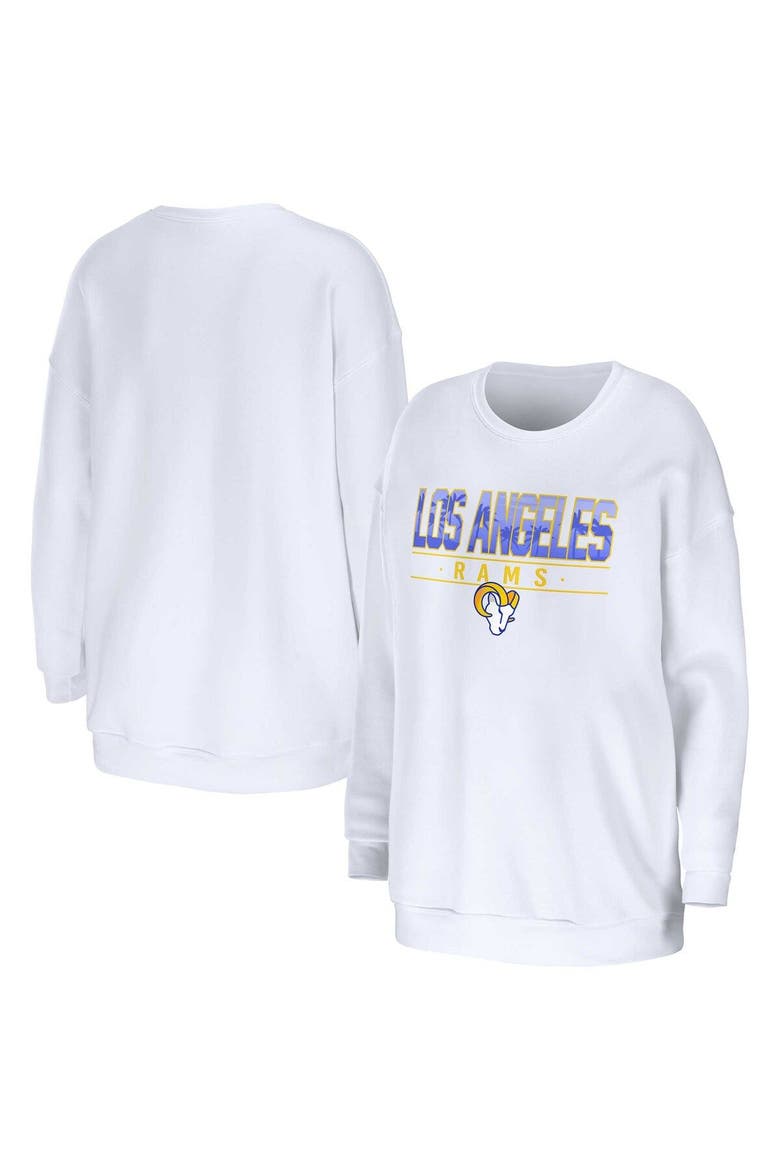 Women's WEAR by Erin Andrews White Los Angeles Rams Domestic Pullover Sweatshirt, Main, color, White