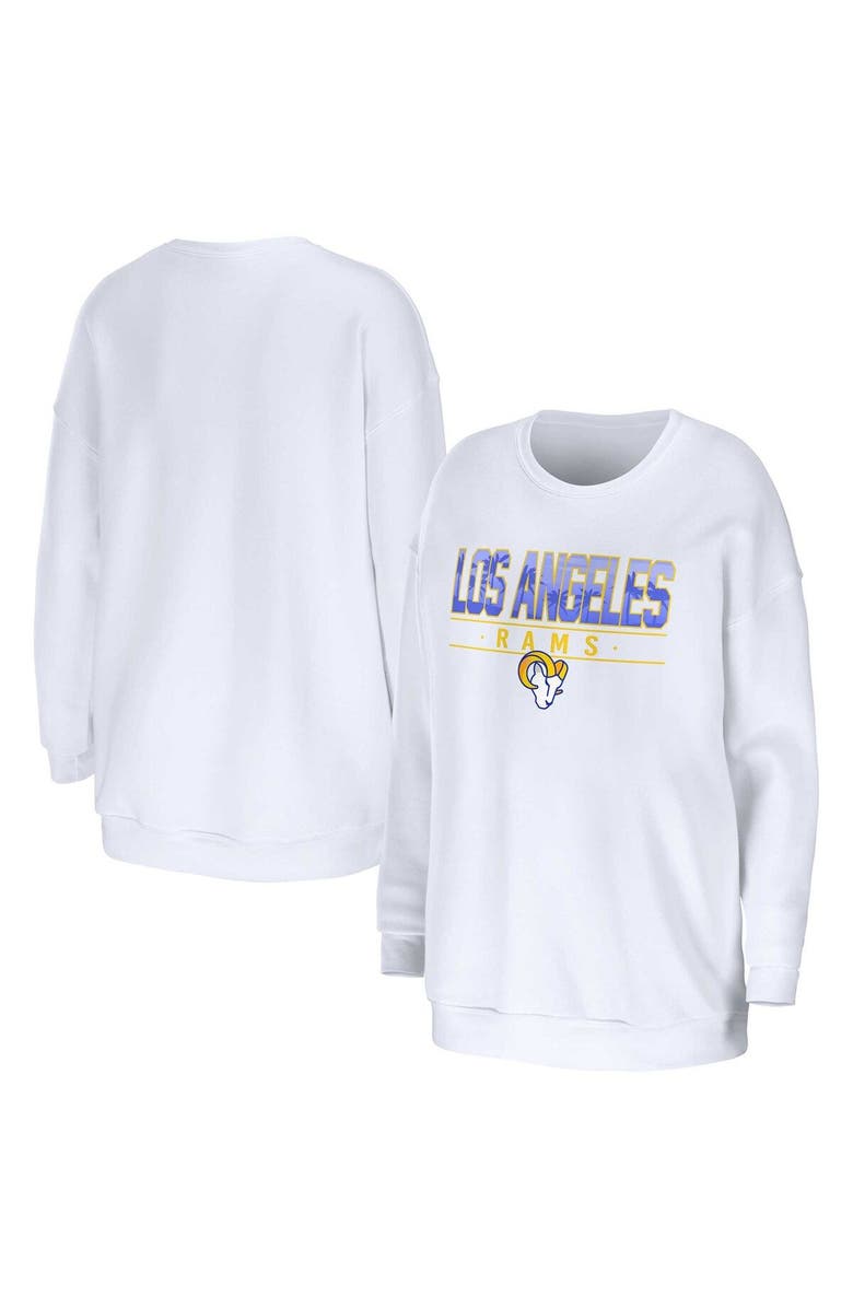 WEAR by Erin Andrews Women's WEAR by Erin Andrews White Los Angeles Rams Domestic Pullover Sweatshirt, Main, color, White