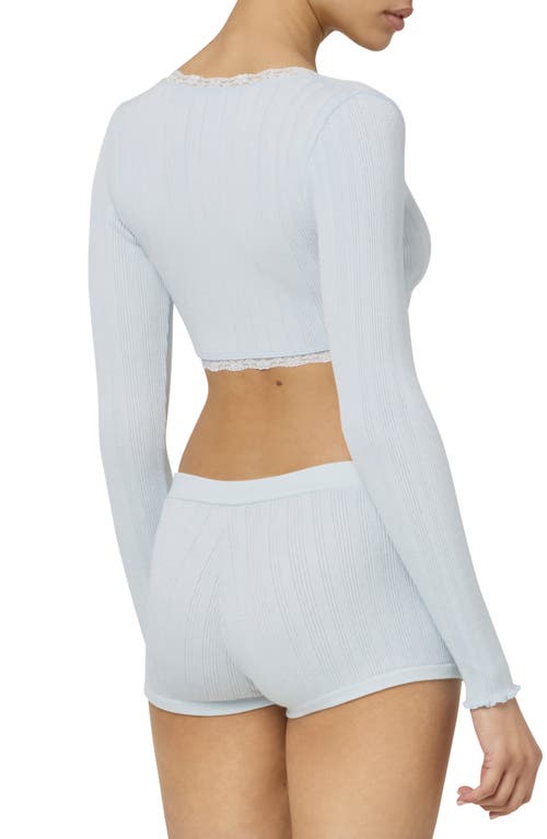 Florence By Mills Pointelle Lace Crop Top In Delicate Blue