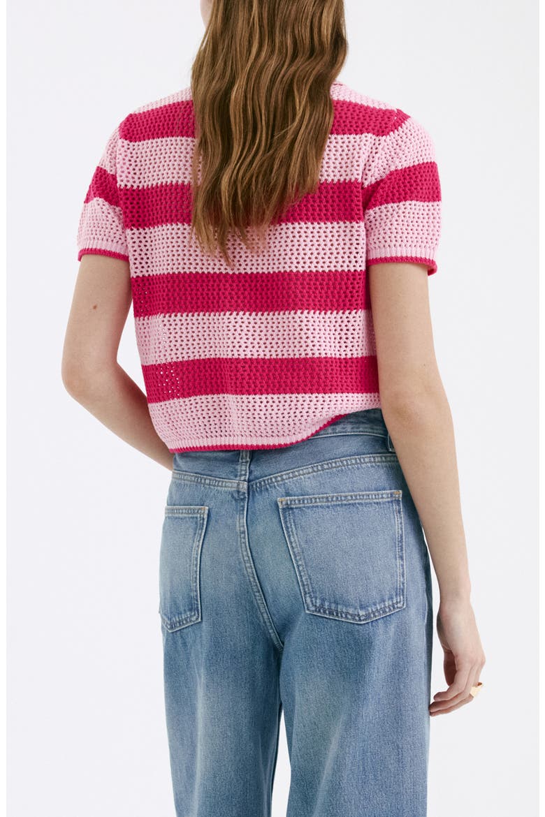 Stripe Open Stitch Cardigan, Alternate, color, PINK