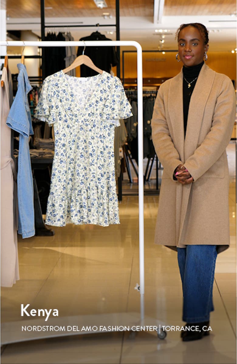 Bella Floral Flutter Sleeve Minidress, sales video thumbnail