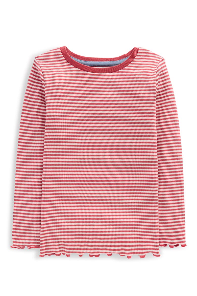 Kids' Ribbed Long Sleeve T-Shirt, Main, color, PINK/ SOFT IVORY STRIPE