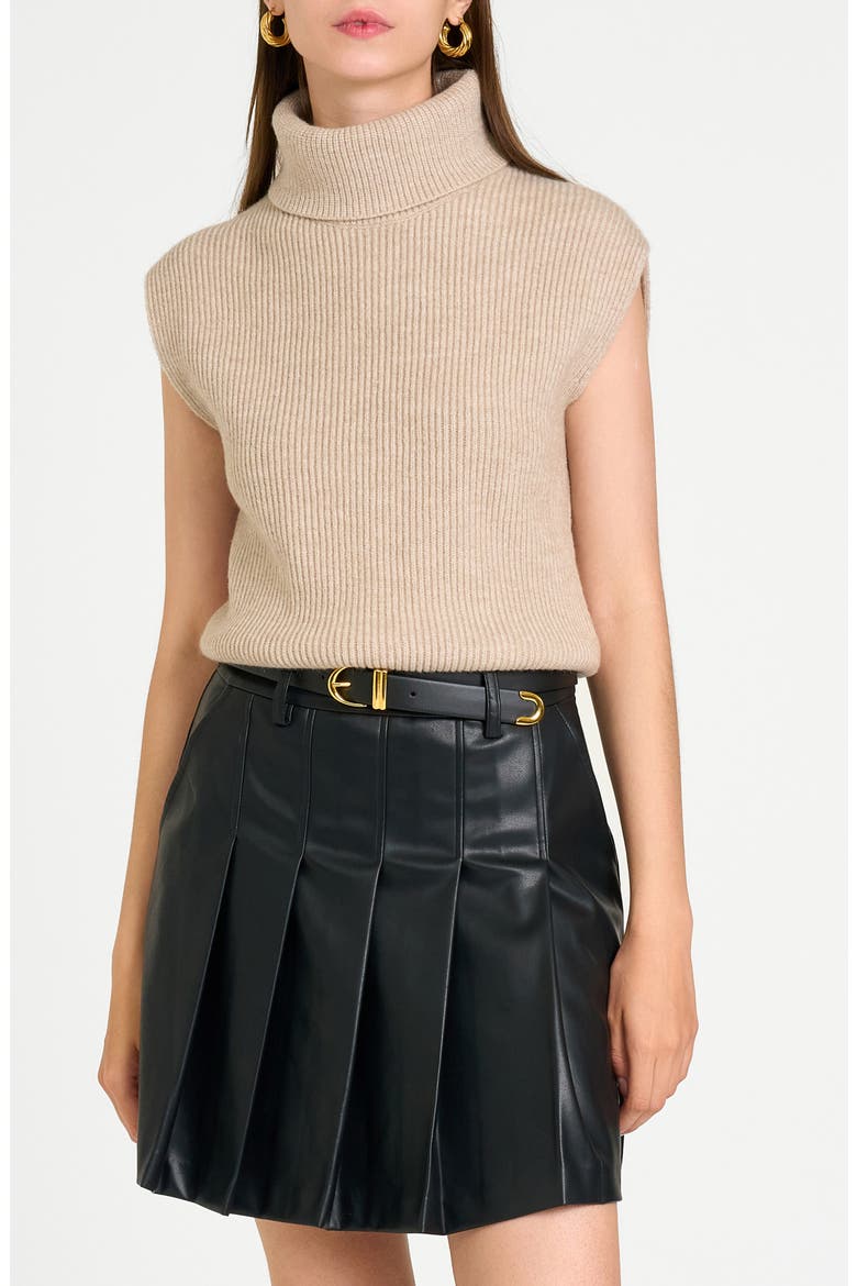 Kai Rib Cap Sleeve Turtleneck Sweater, Main, color, GRANITE