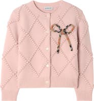Burberry Check Bow Wool Cashmere Cardigan
