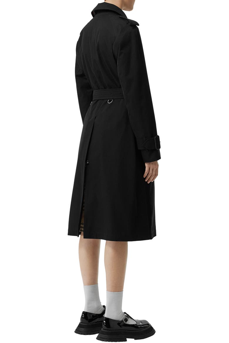 Crostwick Side Slit Tropical Gabardine Trench Coat, Alternate, color, BLACK