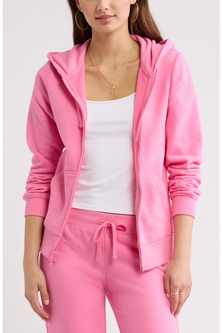 Slim Fit Terry Zip Hoodie, Main, color, PINK AURORA
