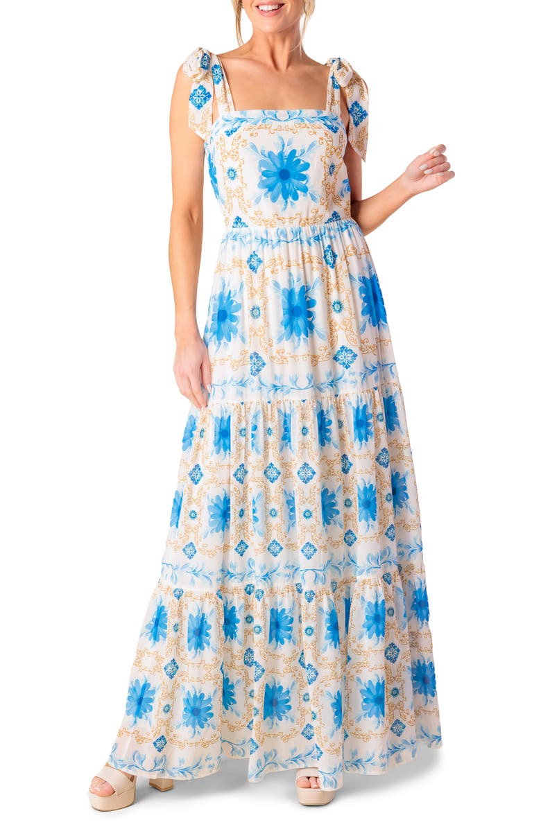 FLYING TOMATO Shoulder Tie Maxi Dress, Main, color,