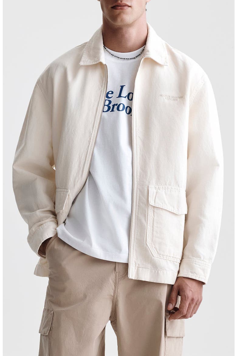 Garment Dyed Cotton & Linen Zip Overshirt, Main, color, SAND SHELL